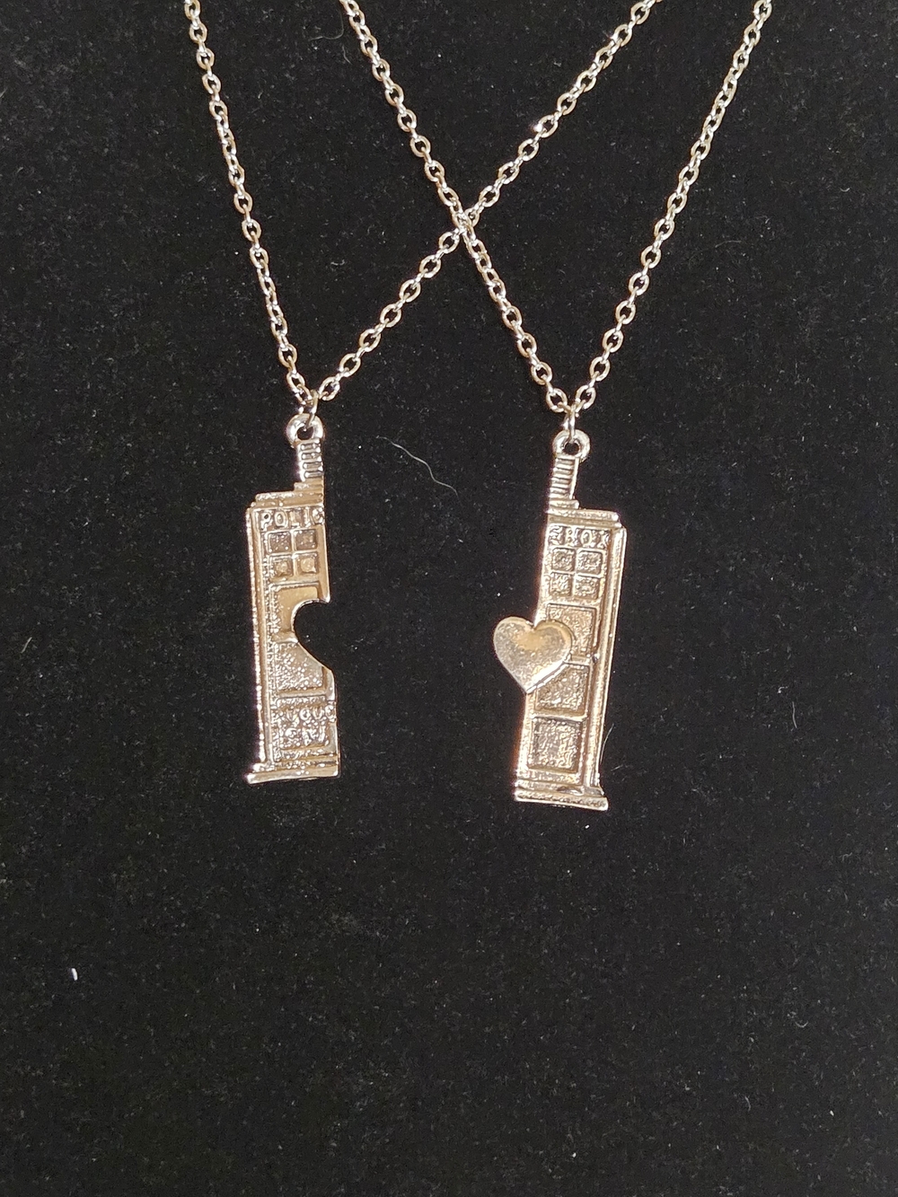 Doctor Who Tardis Necklaces 2 piece Couples BFF Best Friends Necklace Set